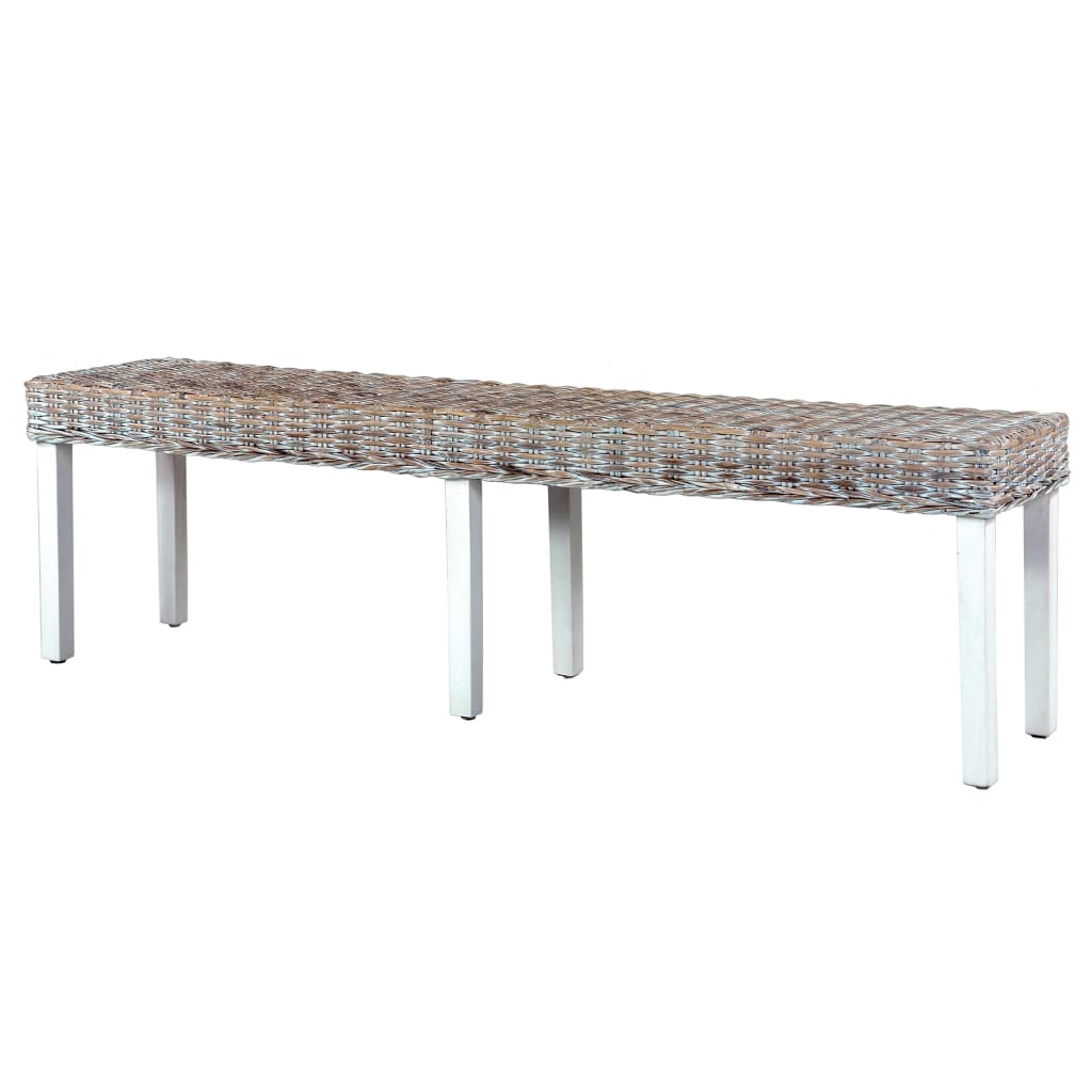 Bancă, , 160 Cm, Ratan Kubu Natural Și Lemn Masiv De Mango