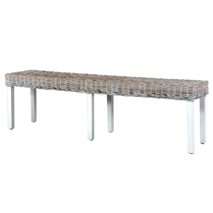 Bancă, , 160 Cm, Ratan Kubu Natural Și Lemn Masiv De Mango