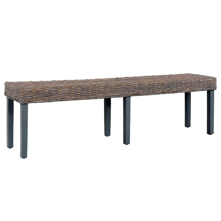 Bancă, , 160 Cm, Ratan Kubu Natural Și Lemn Masiv De Mango