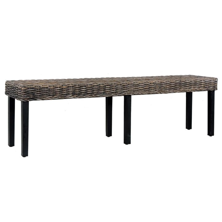 Bancă, , 160 Cm, Ratan Kubu Natural Și Lemn Masiv De Mango