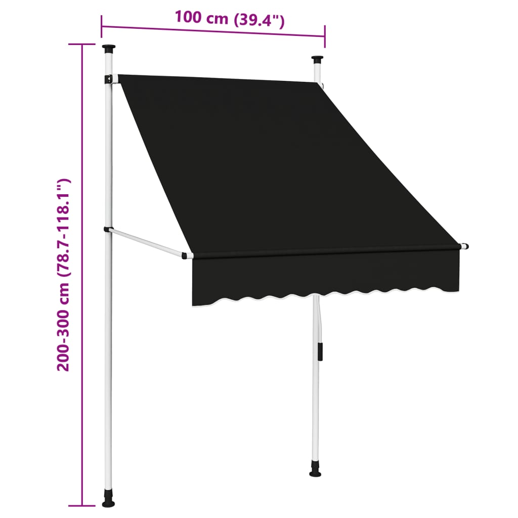 Copertină Retractabilă Manual, , 100 Cm