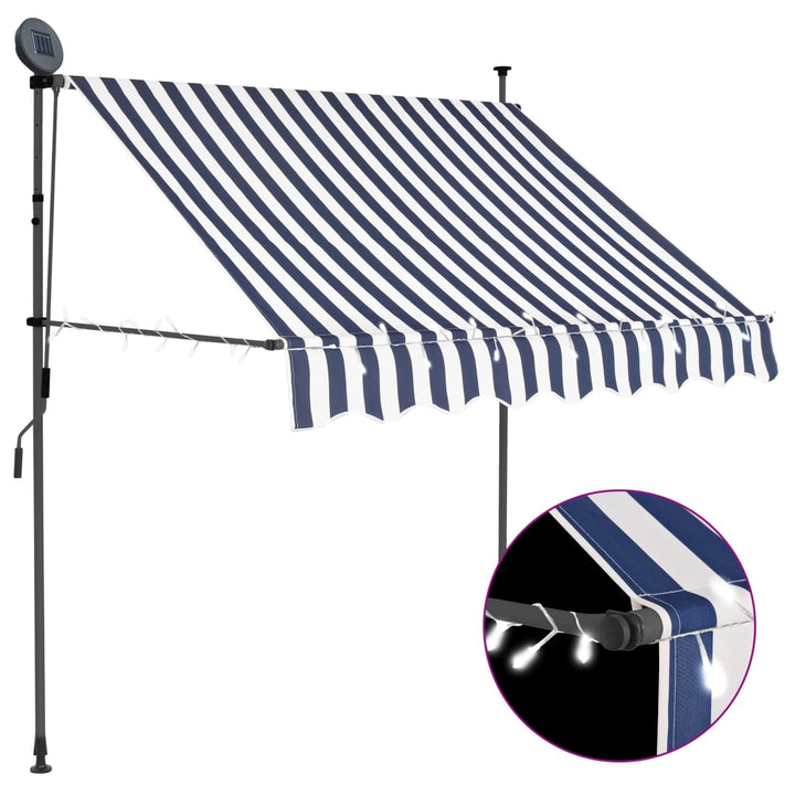 Copertină Retractabilă Manual Cu Led, & Alb,