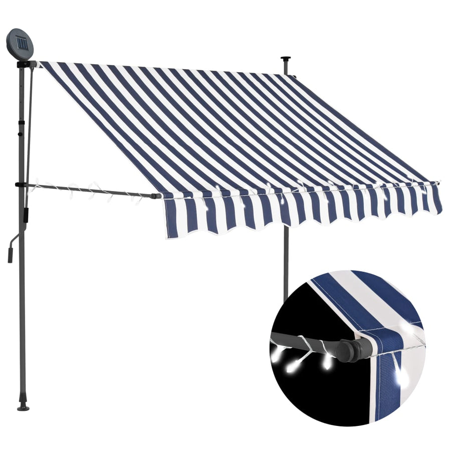 Copertină Retractabilă Manual Cu Led, & Alb,