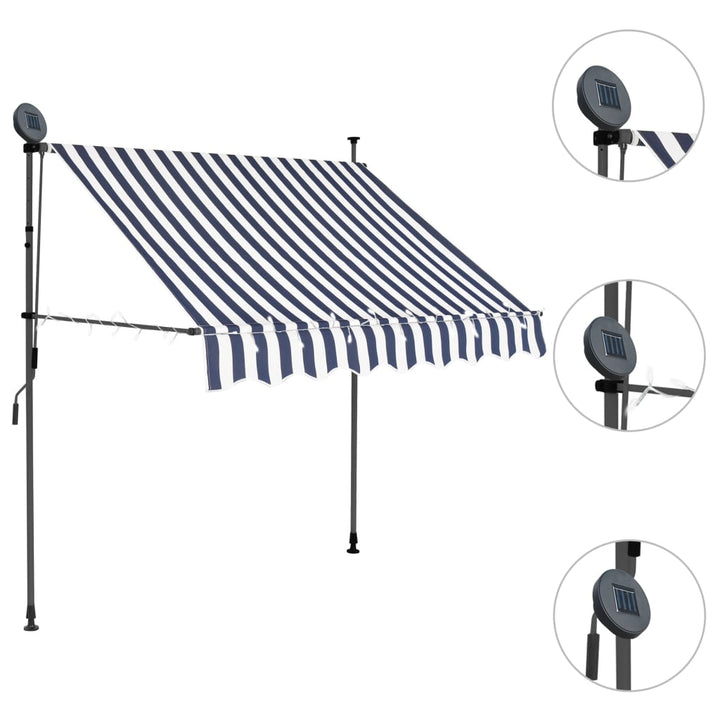 Copertină Retractabilă Manual Cu Led, & Alb,