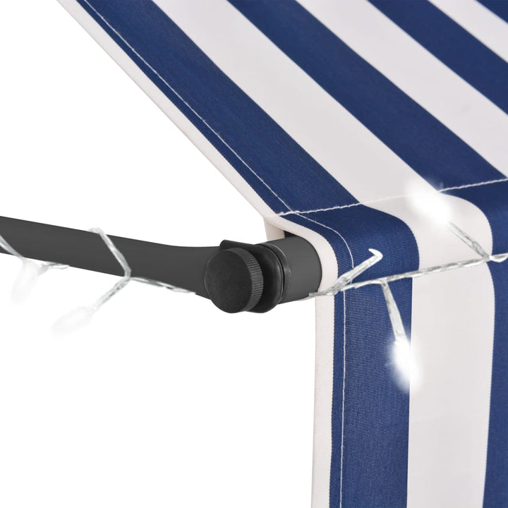 Copertină Retractabilă Manual Cu Led, & Alb,