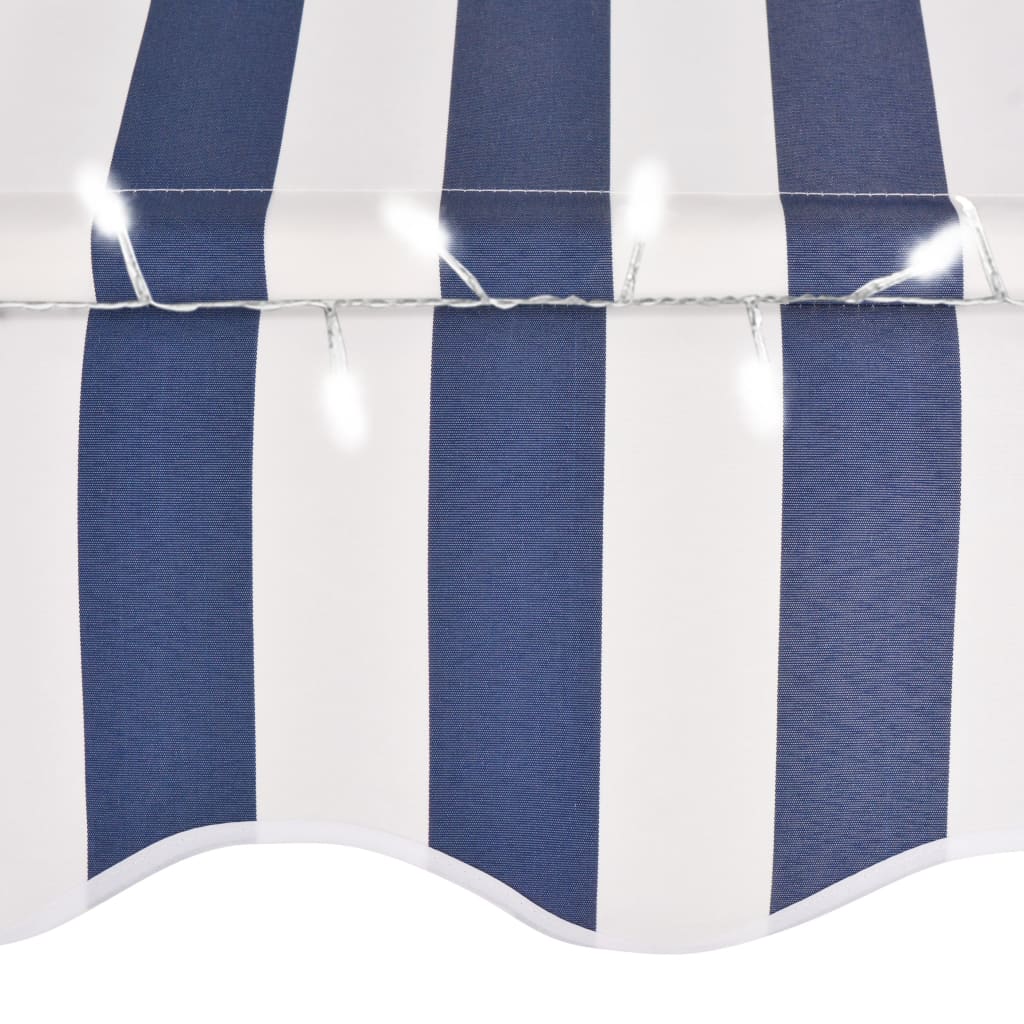 Copertină Retractabilă Manual Cu Led, & Alb,