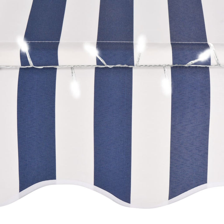 Copertină Retractabilă Manual Cu Led, & Alb,