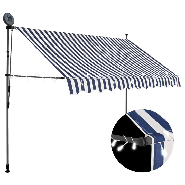 Copertină Retractabilă Manual Cu Led, & Alb,