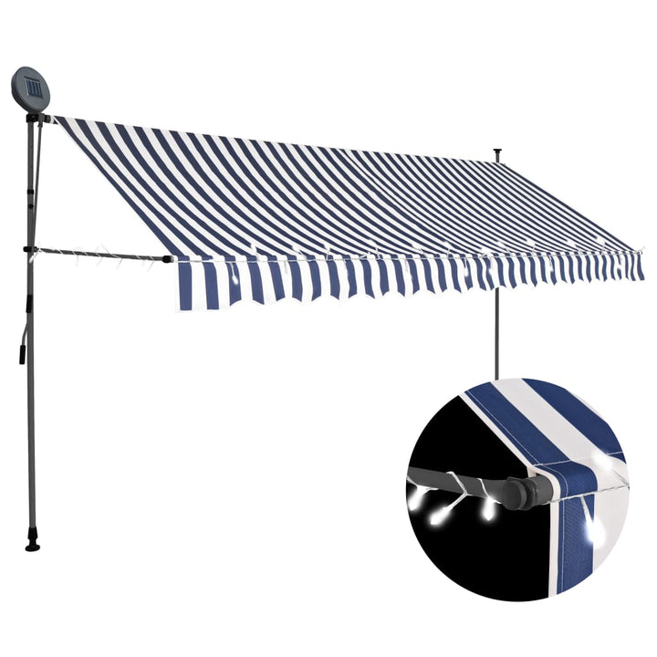 Copertină Retractabilă Manual Cu Led, & Alb,