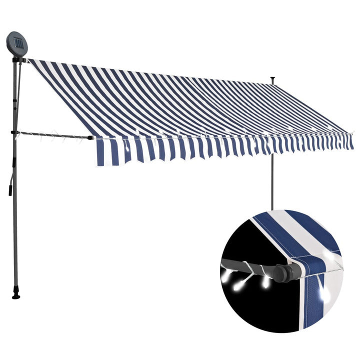 Copertină Retractabilă Manual Cu Led, & Alb,