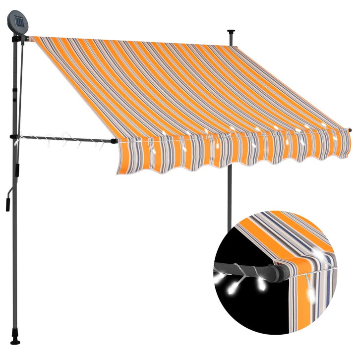 Copertină Retractabilă Manual Cu Led, & Alb,