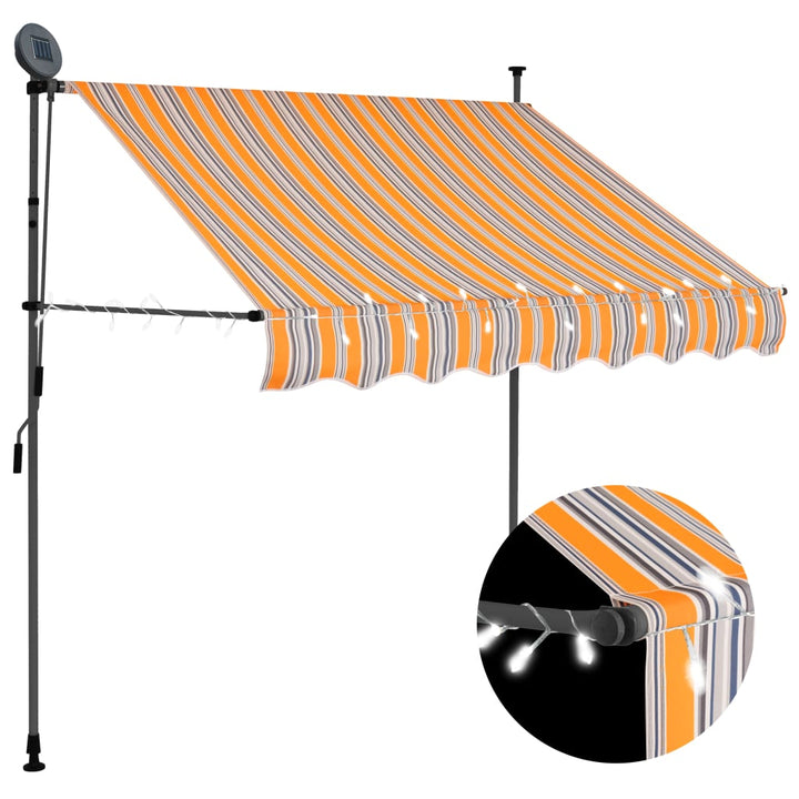 Copertină Retractabilă Manual Cu Led, & Alb,