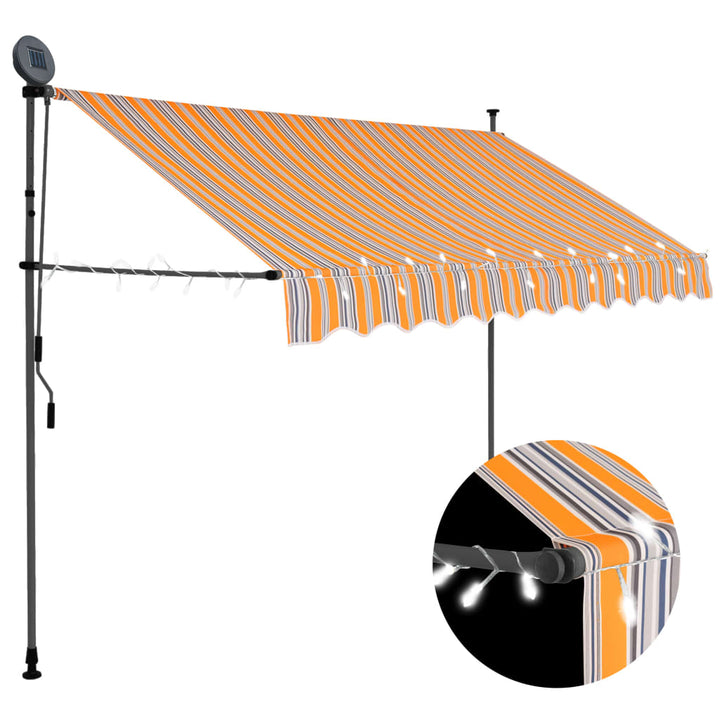 Copertină Retractabilă Manual Cu Led, & Alb,