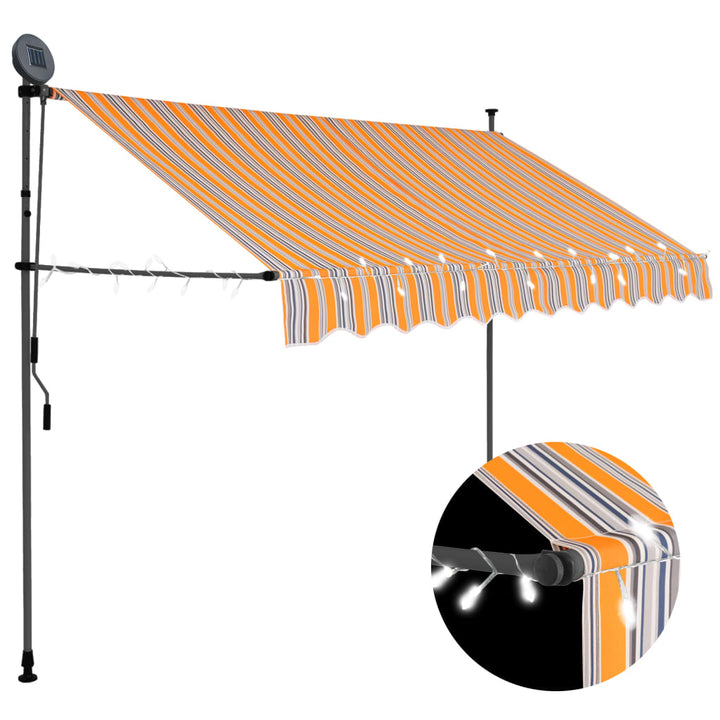 Copertină Retractabilă Manual Cu Led, & Alb,
