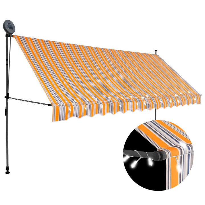 Copertină Retractabilă Manual Cu Led, & Alb,