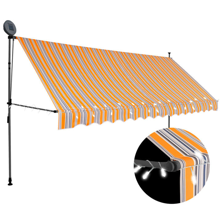 Copertină Retractabilă Manual Cu Led, & Alb,