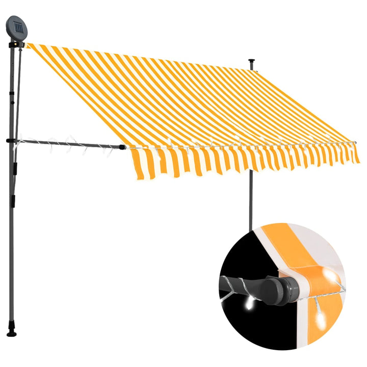 Copertină Retractabilă Manual Cu Led, & Alb,