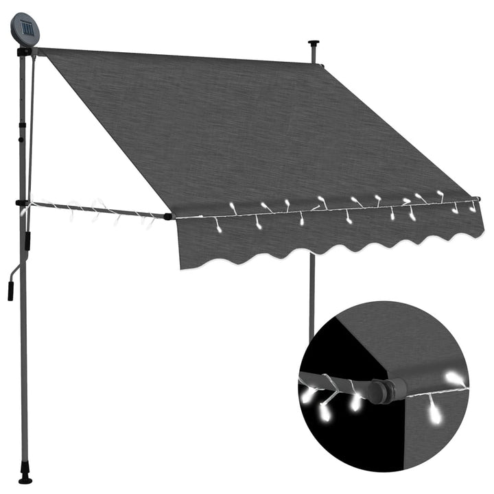 Copertină Retractabilă Manual Cu Led, & Alb,