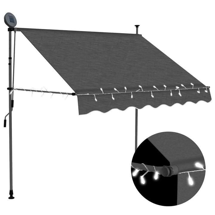 Copertină Retractabilă Manual Cu Led, & Alb,