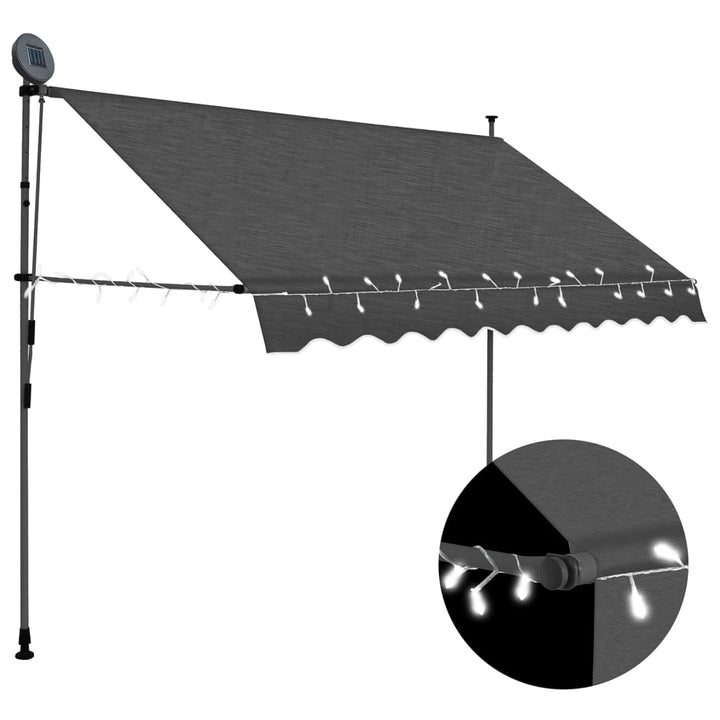 Copertină Retractabilă Manual Cu Led, & Alb,