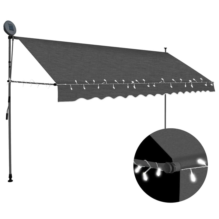 Copertină Retractabilă Manual Cu Led, & Alb,