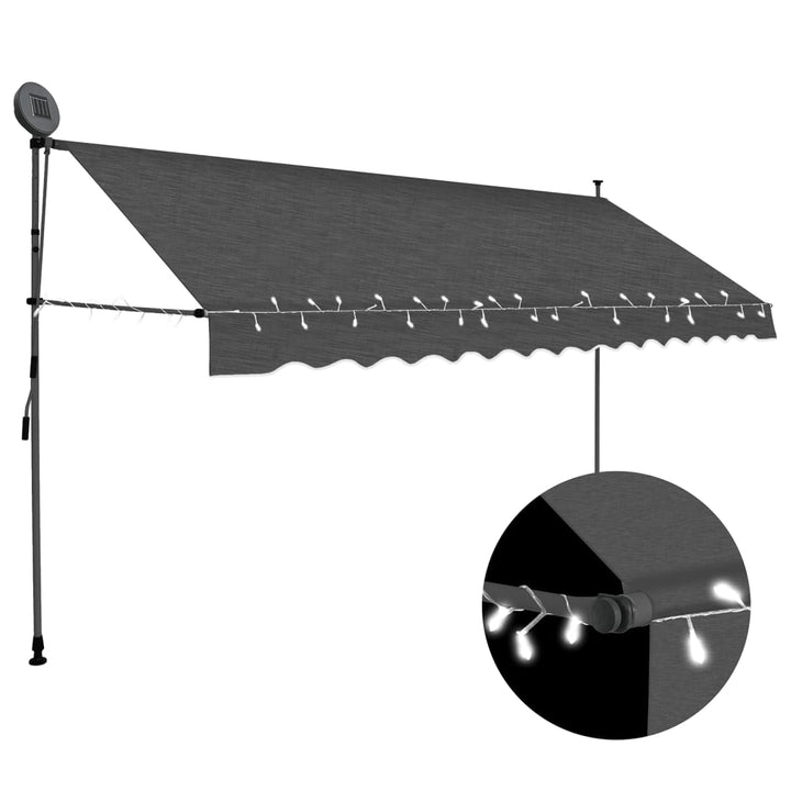 Copertină Retractabilă Manual Cu Led, & Alb,