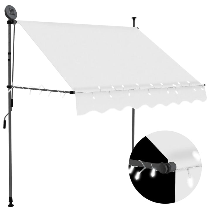 Copertină Retractabilă Manual Cu Led, & Alb,