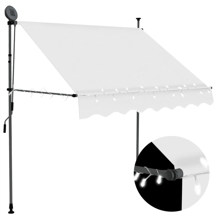 Copertină Retractabilă Manual Cu Led, & Alb,