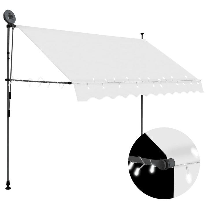 Copertină Retractabilă Manual Cu Led, & Alb,