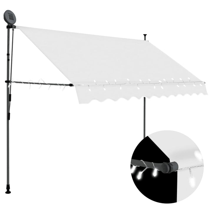 Copertină Retractabilă Manual Cu Led, & Alb,