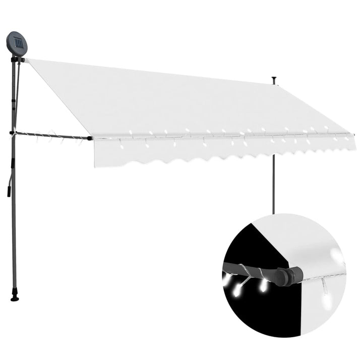 Copertină Retractabilă Manual Cu Led, & Alb,