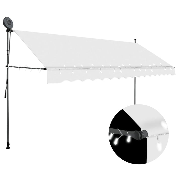 Copertină Retractabilă Manual Cu Led, & Alb,