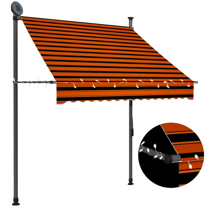 Copertină Retractabilă Manual Cu Led, & Alb,