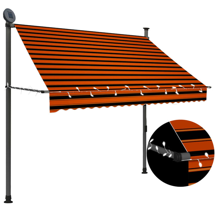 Copertină Retractabilă Manual Cu Led, & Alb,