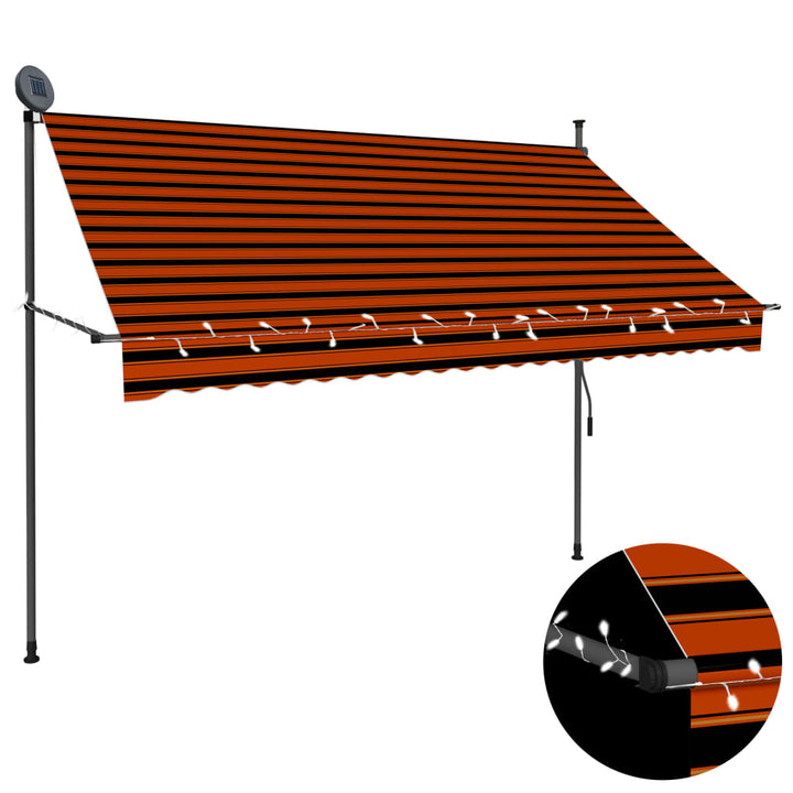 Copertină Retractabilă Manual Cu Led, & Alb,