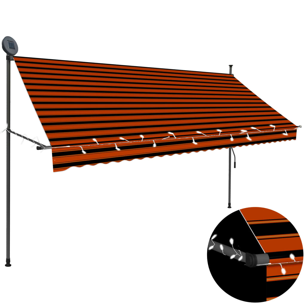 Copertină Retractabilă Manual Cu Led, & Alb,
