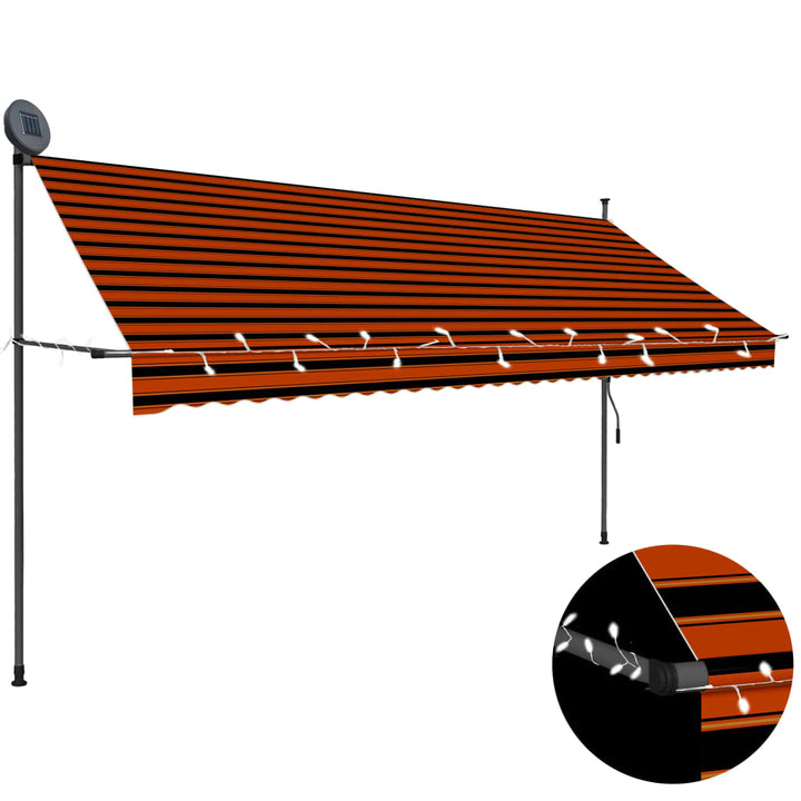 Copertină Retractabilă Manual Cu Led, & Alb,