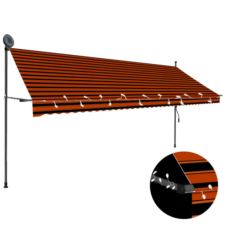 Copertină Retractabilă Manual Cu Led, & Alb,