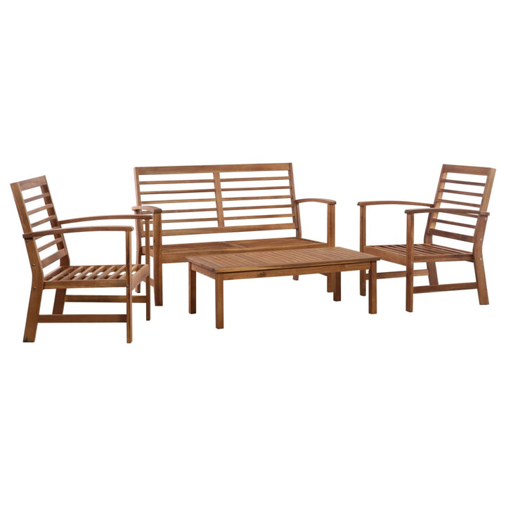 Set Mobilier De Grădină Cu Perne, 4 Piese, Lemn Masiv De Acacia