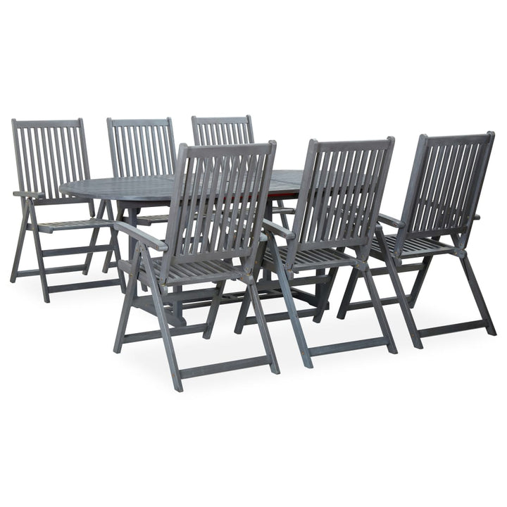 Set Mobilier De Exterior, 7 Piese, Gri, Lemn Masiv De Acacia
