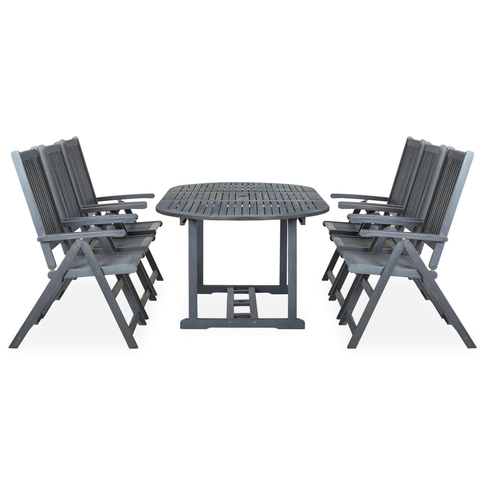 Set Mobilier De Exterior, 7 Piese, Gri, Lemn Masiv De Acacia
