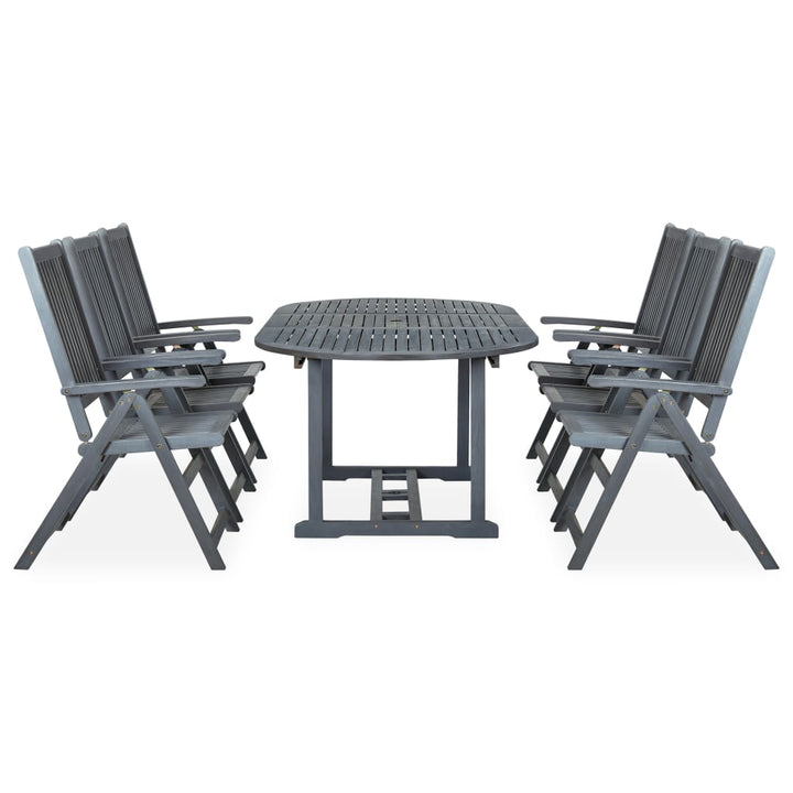 Set Mobilier De Exterior, 7 Piese, Gri, Lemn Masiv De Acacia