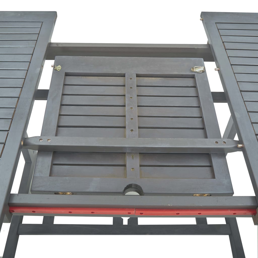 Set Mobilier De Exterior, 7 Piese, Gri, Lemn Masiv De Acacia
