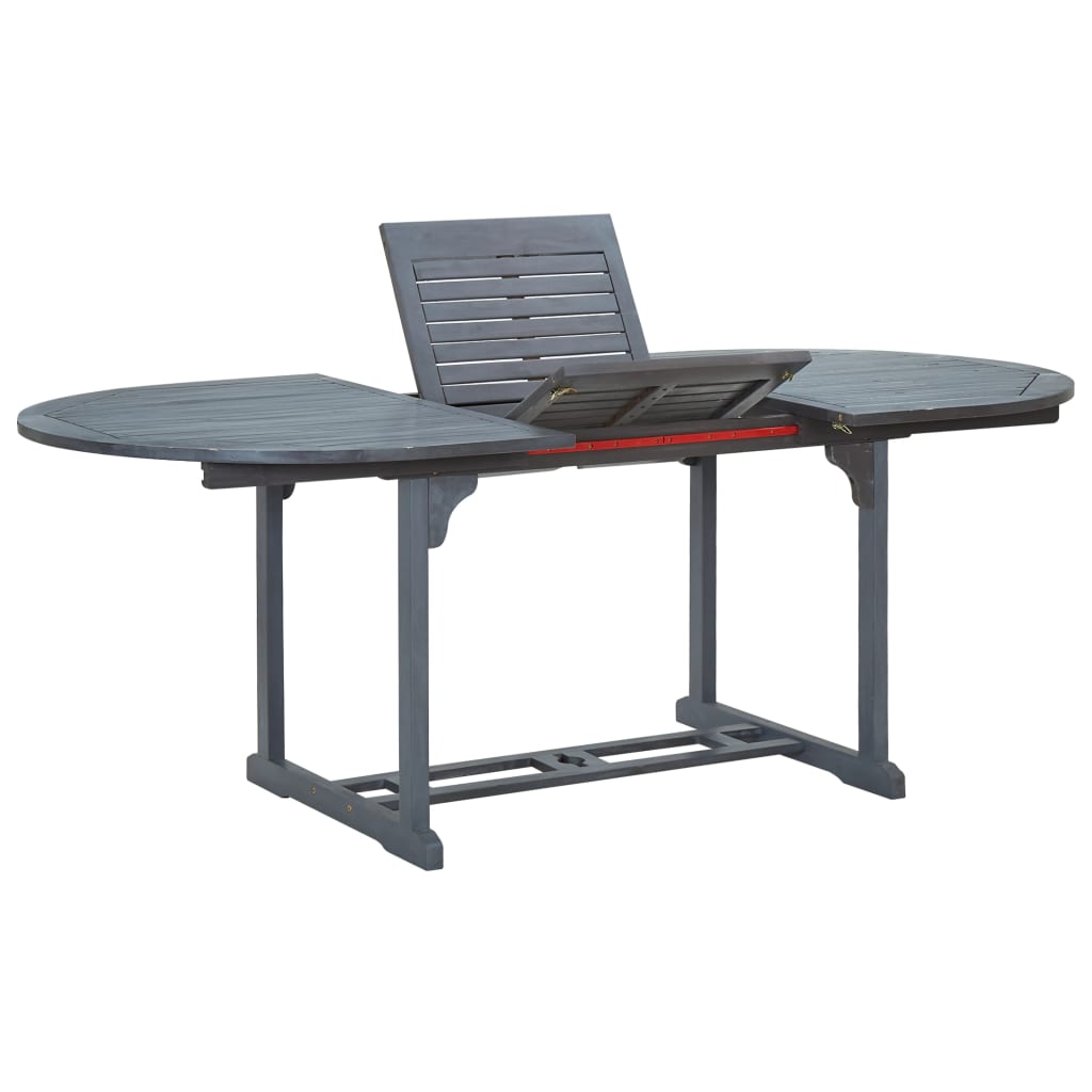 Set Mobilier De Exterior, 7 Piese, Gri, Lemn Masiv De Acacia