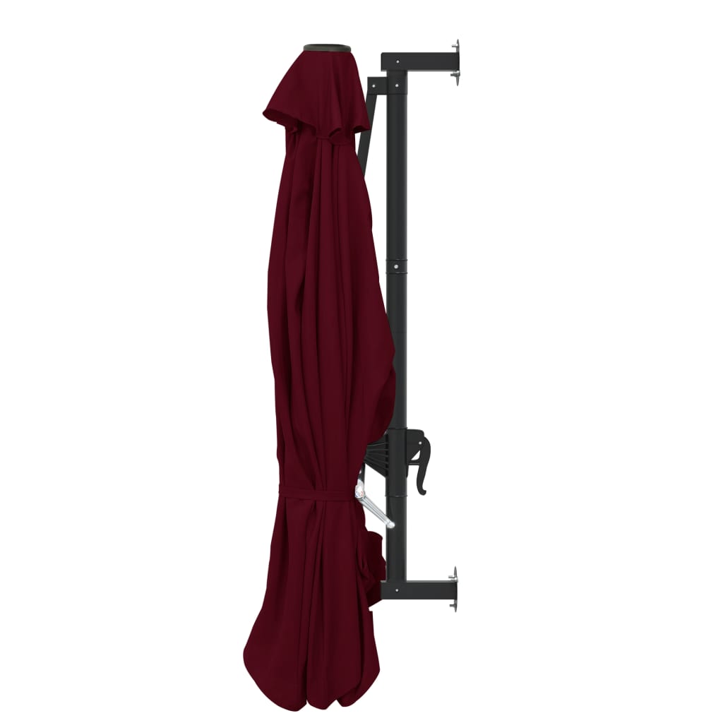 Umbrelă De Soare De Perete, Stâlp Metalic, Roșu Vișiniu, 300Cm