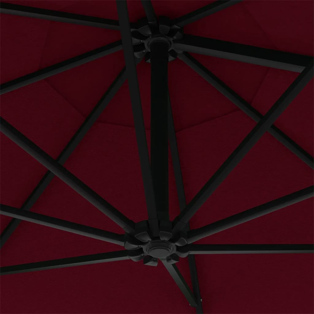 Umbrelă De Soare De Perete, Stâlp Metalic, Roșu Vișiniu, 300Cm