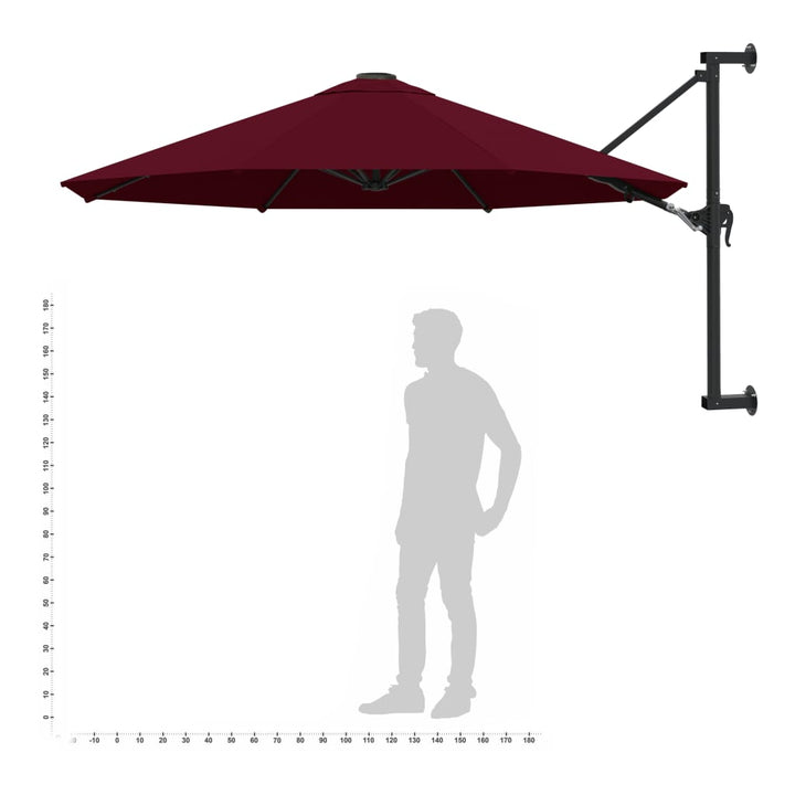 Umbrelă De Soare De Perete, Stâlp Metalic, Roșu Vișiniu, 300Cm