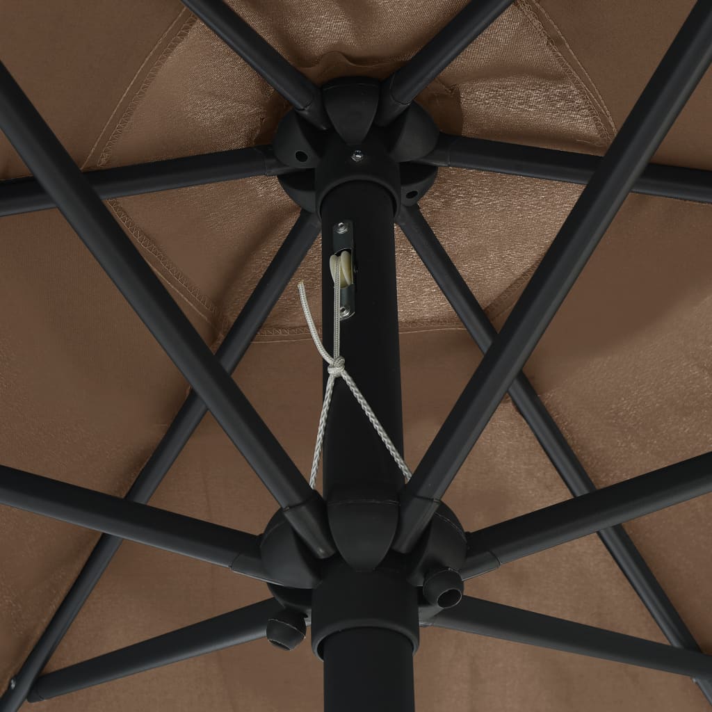 Umbrelă De Soare Cu Led-Uri, Stâlp Din Aluminiu, Taupe, 270 Cm