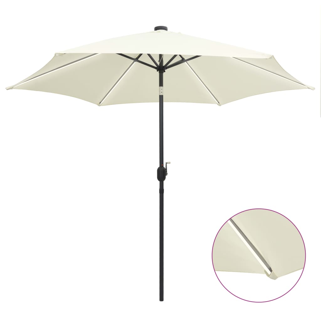 Umbrelă De Soare Cu Led-Uri, Stâlp Din Aluminiu, , 300 Cm