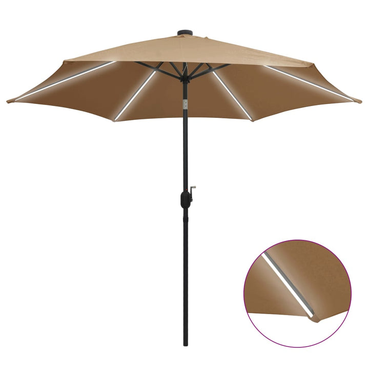 Umbrelă De Soare Cu Led-Uri, Stâlp Din Aluminiu, , 300 Cm